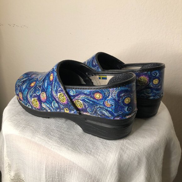 Swedish Made "BJORK" Starry Open Back Leather Clogs/ Size EU 39/40 (Size 9 US) - Picture 3 of 7